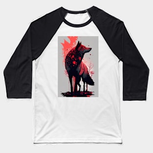 Cool Wolf with red glow Baseball T-Shirt